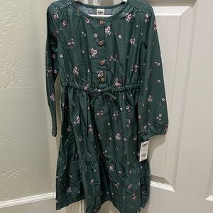 OshKosh B'gosh Green Floral Kids Dress